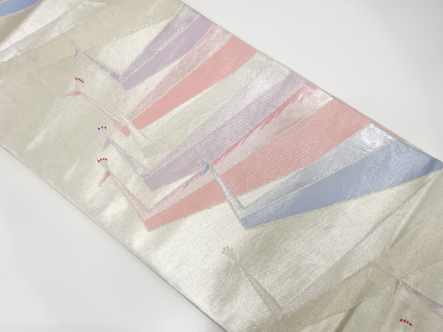 JAPANESE KIMONO / ANTIQUE FUKURO OBI / SILK / WOVEN PEACOCK